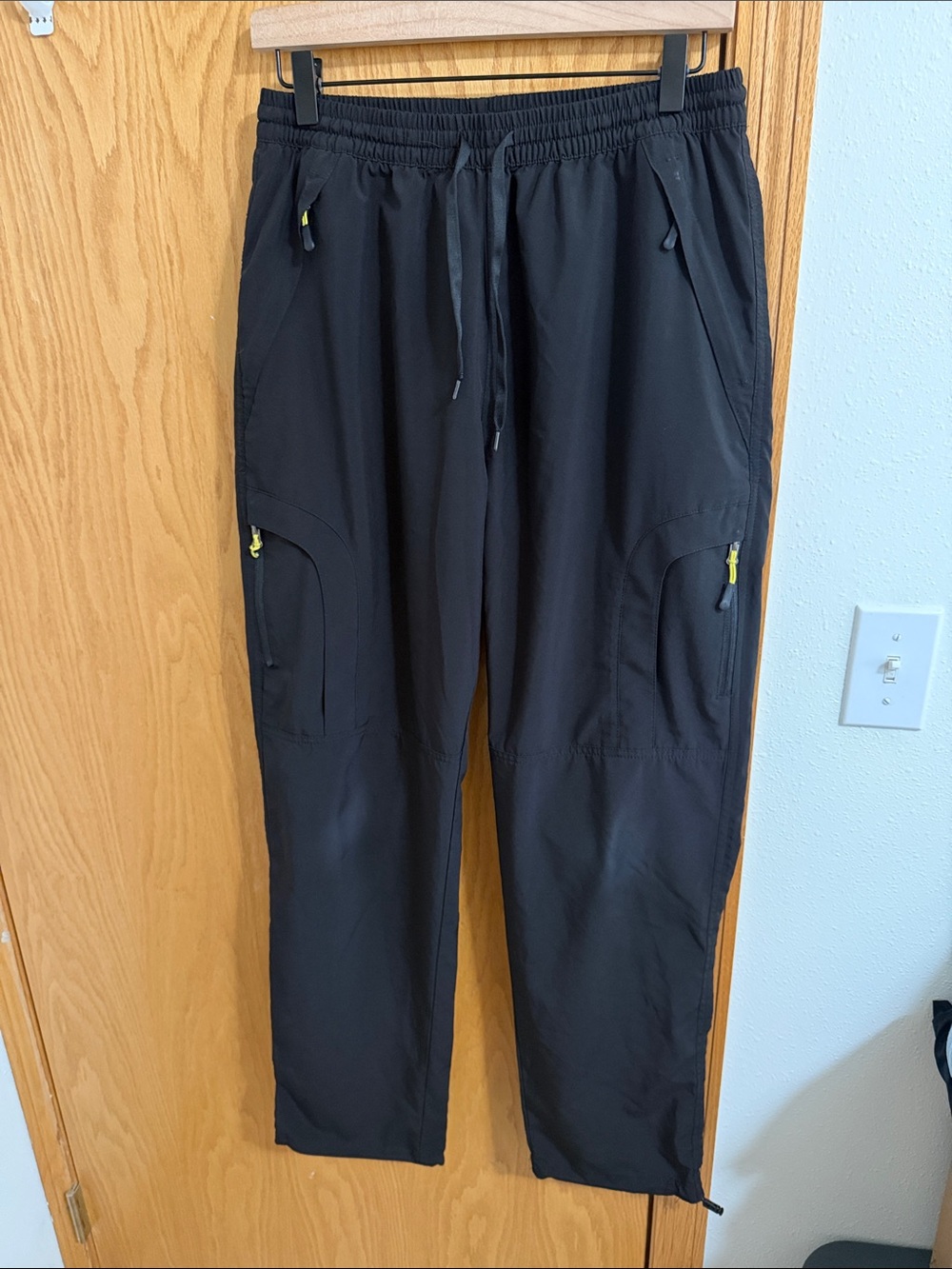 Amazon Women's Black Straight Leg Cargo Pants with Yellow Accents-Hiking Pants